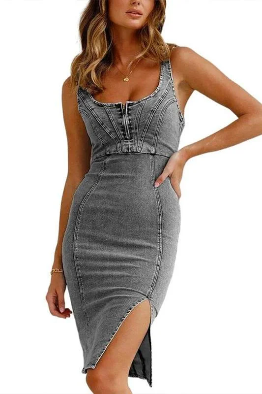 SLEEVELESS PATCHWORK MINI DRESS Classic Casual Mini Dress