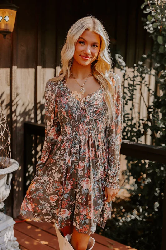 Soho Style Floral Mesh Mini Dress Elegant Vintage Mini Dress