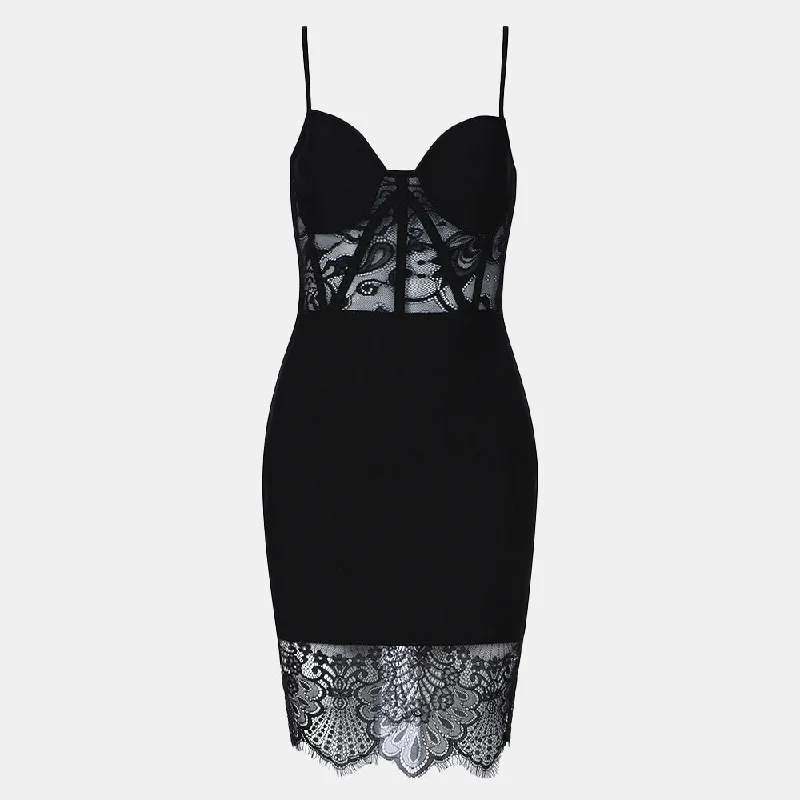 Spaghetti Strap Lace Special Mini Dress Fashionable Mini Dress with Pockets