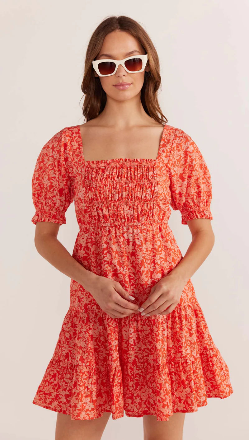 MINK PINK SHAYNA PUFF SLEEVE MINI DRESS Casual High-Waist Mini Dress