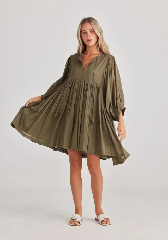 Wisteria Mini Dress - Olive Elegant Velvet Mini Dress