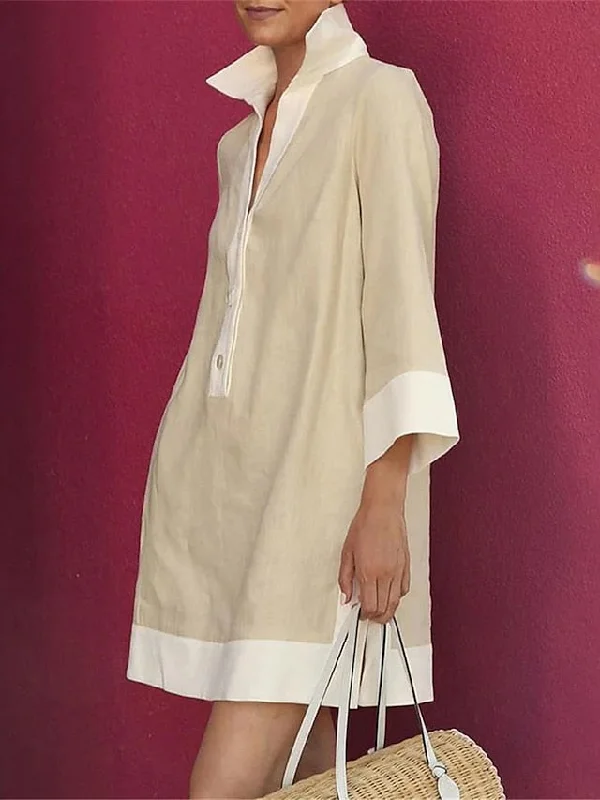 Women's Shirt Dress Casual Dress Cotton Linen Dress Mini Dress Cotton Blend Fashion Basic Outdoor Office Daily Shirt Collar Button Pocket 3/4 Length Sleeve Summer Spring Fall Regular Fit khaki Classic Floral Print Mini Dress Women's Shirt Dress Casual Dress Cotton Linen Dress Mini Dress Cotton Blend Fashion Basic Outdoor Office Daily Shirt Collar Button Pocket 3/4 Length Sleeve Summer Spring Fall Regular Fit khaki Classic Floral Print Mini Dress