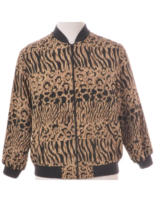 Label Kay Bomber Patterned Jacket Zip Front Button Front Snap Front