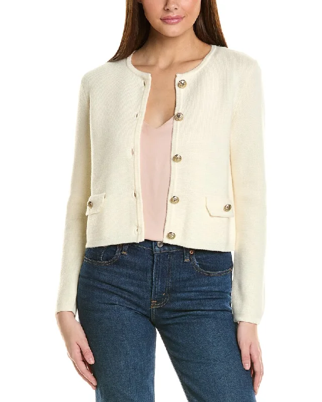 Bruno Magli Cropped Crewneck Wool Jacket Denim Fabric Leather Fabric Suede Fabric