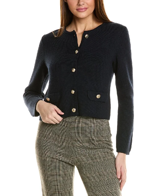 Bruno Magli Cropped Crewneck Wool Jacket Rayon Jacket Velvet Jacket Corduroy Jacket