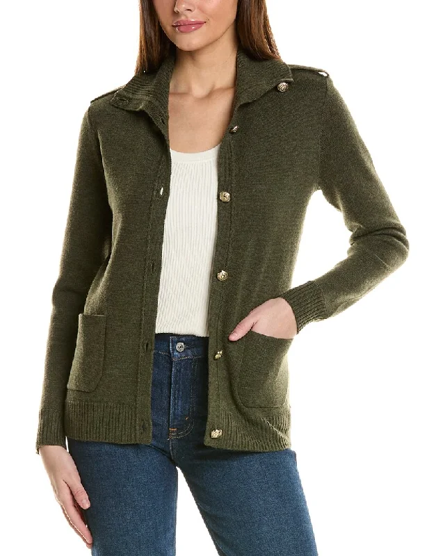 Bruno Magli Epaulette Wool Sweater Jacket Satin Jacket Silk Jacket Chiffon Jacket