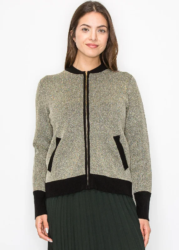 Gold Shimmer Zip-Up Jacket Plaid Jacket Tartan Jacket Houndstooth Jacket