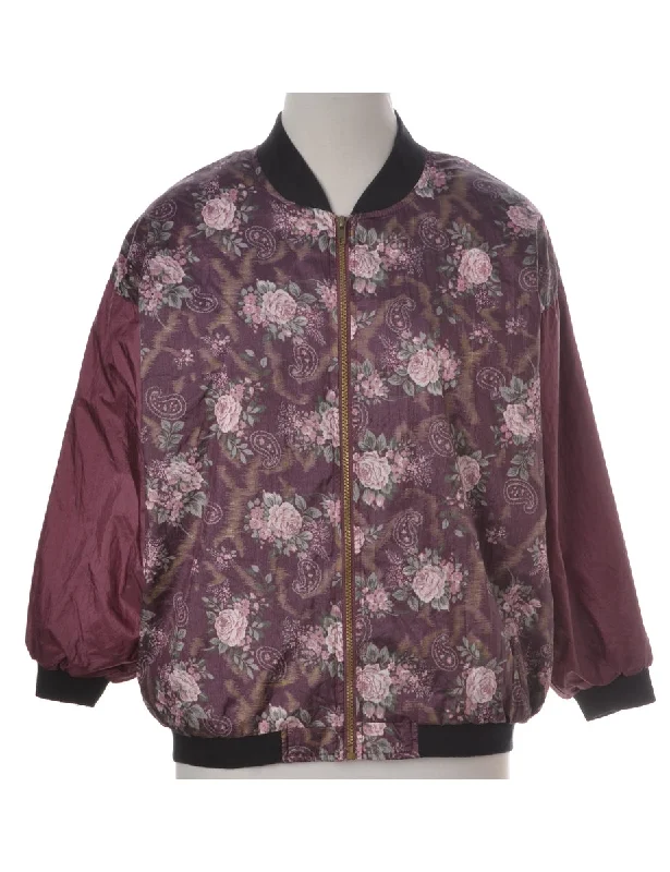 Label Floral Print Bomber Jacket Rayon Fabric Velvet Fabric Corduroy Fabric
