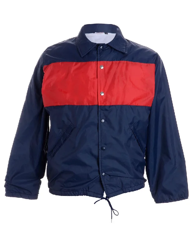 Label Freddie Contrast Panel Coach Jacket Zip Front Button Front Snap Front