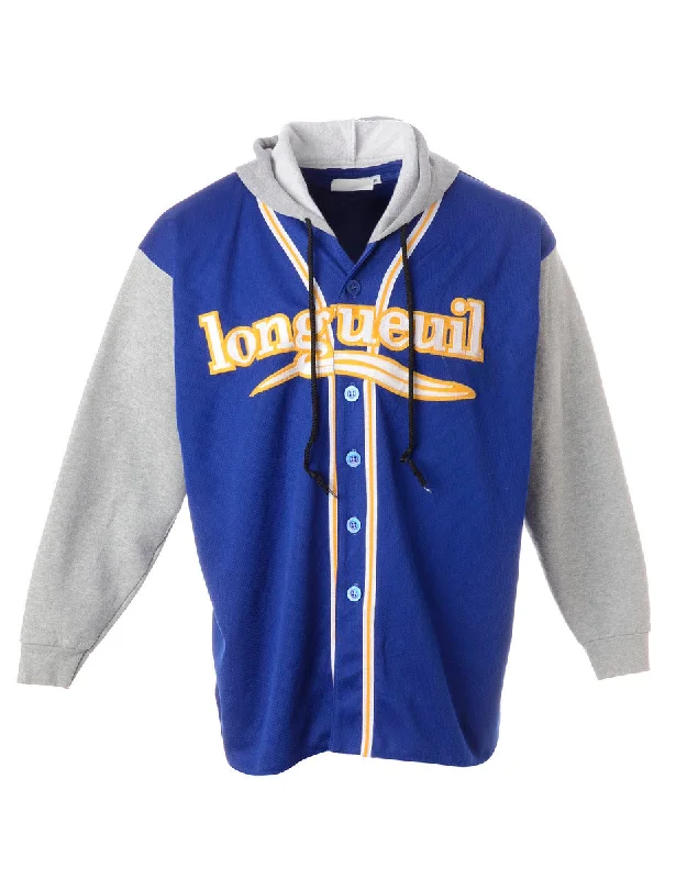 Label Hank Baseball Sweatshirt Jacket Zippered Front Buttoned Front Snap Front