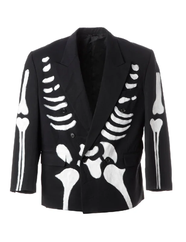 Label Jack Skeleton Suit Jacket Notch Collar Peter Pan Collar Cowl Neck