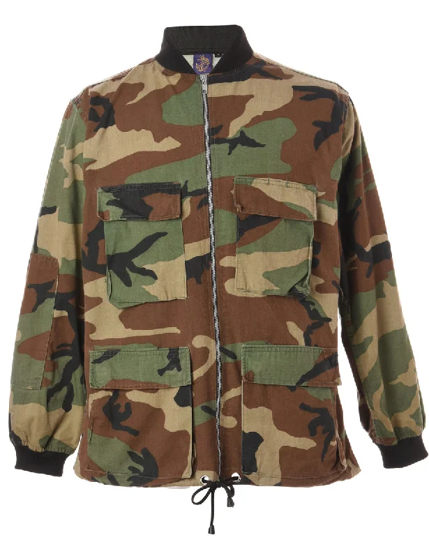 Label Jackson Camo Bomber Jacket Ribbed Jacket Pleated Jacket Ruffled Jacket