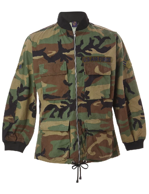 Label Jackson Camo Bomber Jacket Hoodie Zip-Up Jacket Button-Up Jacket