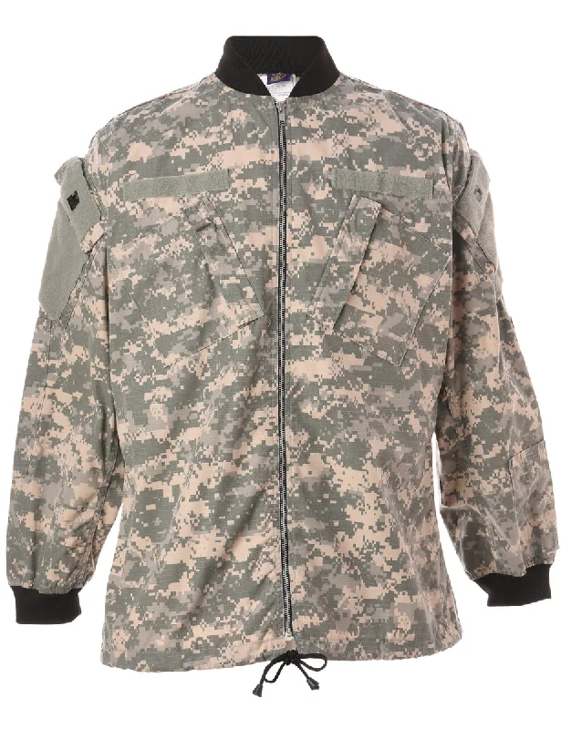 Label Jackson Camo Bomber Jacket One-Shoulder Jacket Off-the-Shoulder Jacket Asymmetrical Jacket