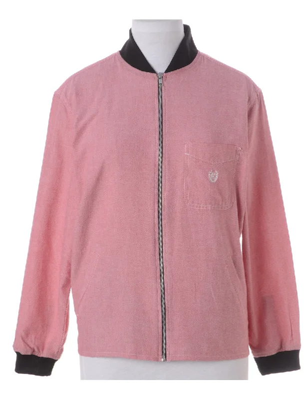 Label Jamie Branded Straight Hem Bomber Jacket A-Line Jacket Boat Neck Shawl Collar