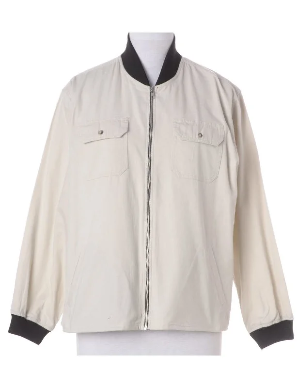 Label Jamie Branded Straight Hem Bomber Jacket Front Pockets Side Pockets Patch Pockets Label Jamie Branded Straight Hem Bomber Jacket Front Pockets Side Pockets Patch Pockets