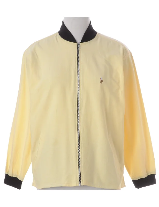Label Jamie Branded Straight Hem Bomber Jacket Cardigan Sweater Pullover