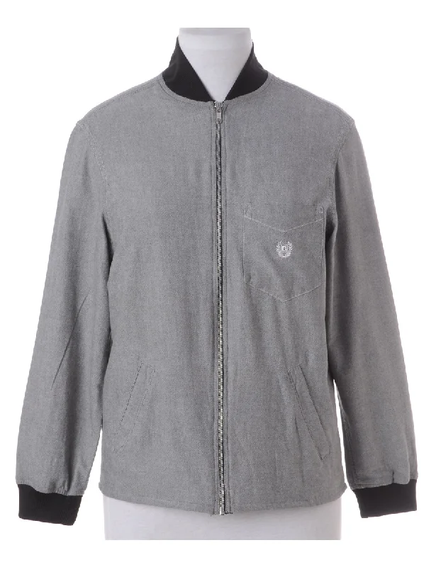 Label Jamie Branded Straight Hem Bomber Jacket Zip Front Button Front Snap Front