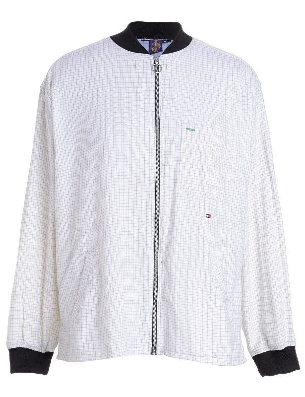Label Jamie Branded Straight Hem Bomber Jacket Fleece Fabric Down Fabric Feather Fabric