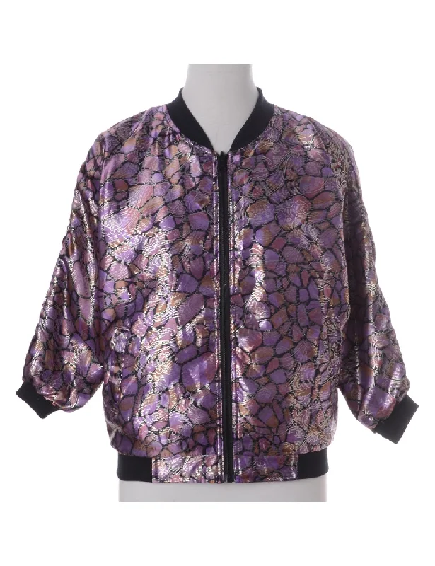 Label Kay Bomber Patterned Jacket Denim Fabric Leather Fabric Suede Fabric