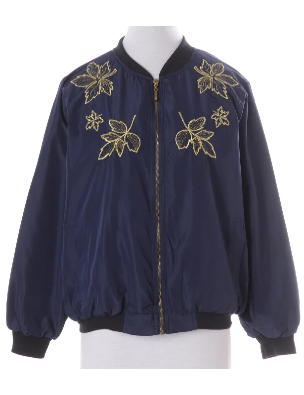Label Kay Bomber Patterned Jacket Front Pockets Side Pockets Patch Pockets