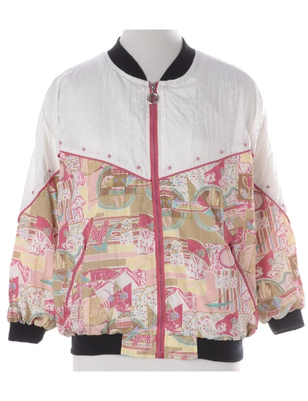 Label Kay Bomber Patterned Jacket Satin Fabric Silk Fabric Chiffon Fabric