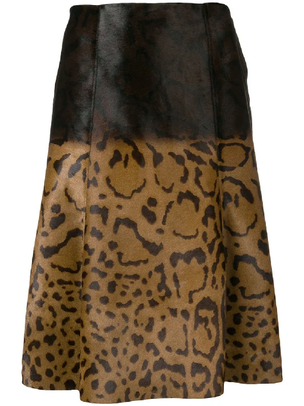 animal print midi skirt high waist skirt