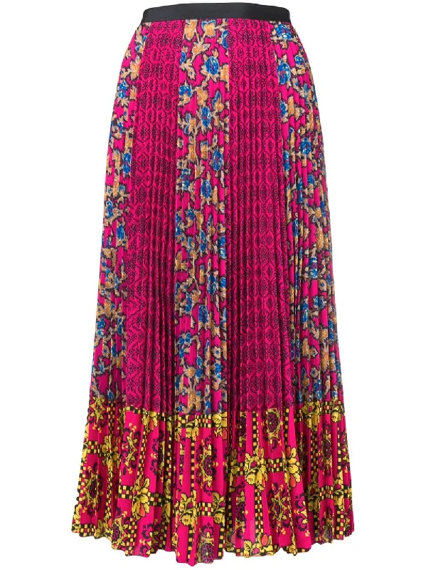 mixed print midi skirt tiered skirt playful