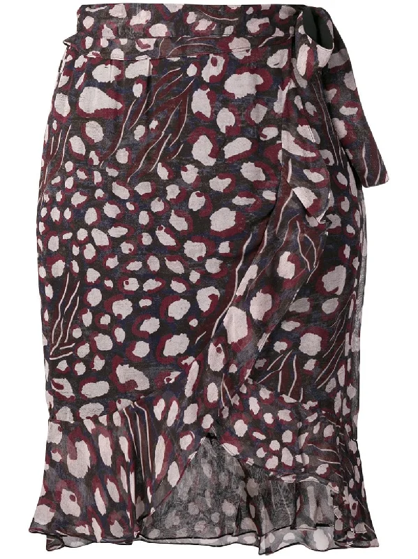 printed ruffle trim skirt cashmere skirt fine