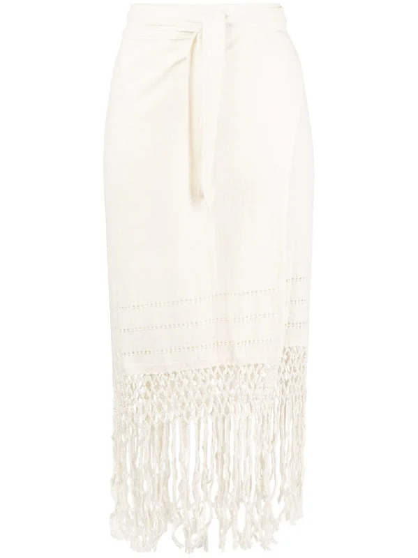 fringed tie skirt asymmetrical skirt cut