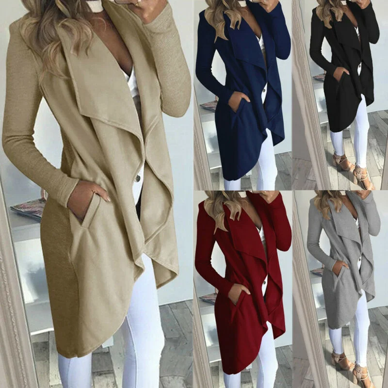 2019 Autumn Coat Women Elegant Long Waterfall Coat Jacket Women Long Sleeve Pocket Cardigan Overcoat Jumper Coat Women Plus Size Tiered Jacket Buttoned Jacket Zippered Jacket 2019 Autumn Coat Women Elegant Long Waterfall Coat Jacket Women Long Sleeve Pocket Cardigan Overcoat Jumper Coat Women Plus Size Tiered Jacket Buttoned Jacket Zippered Jacket