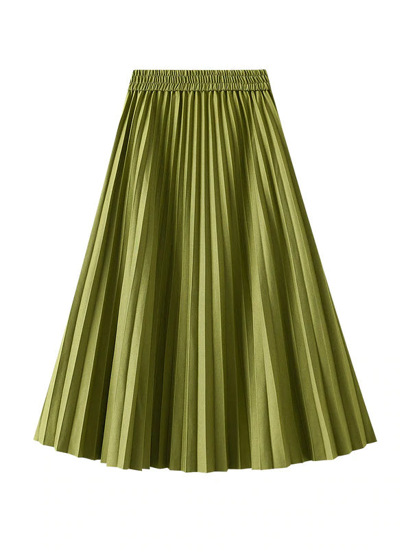 LONG HIGH WAIST PLEATED SKIRT denim skirt classic