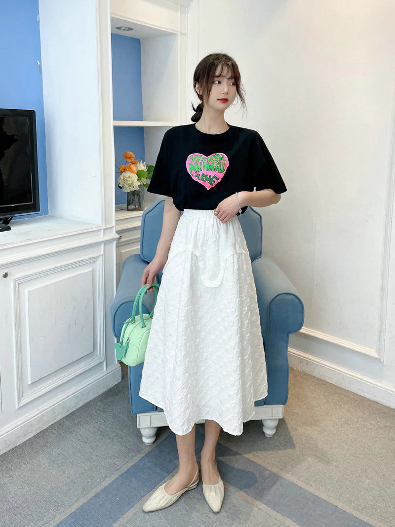 THREE-DIMENSIONAL EMBOSSED JACQUARD HIGH WAIST SKIRT lace skirt delicate