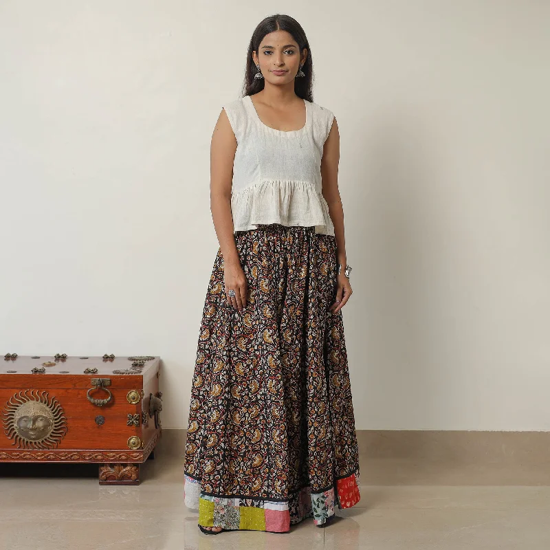 Multicolor - Bagru Block Printed 24 Kali Patchwork Cotton Long Skirt 43 flowy skirt hem Multicolor - Bagru Block Printed 24 Kali Patchwork Cotton Long Skirt 43 flowy skirt hem