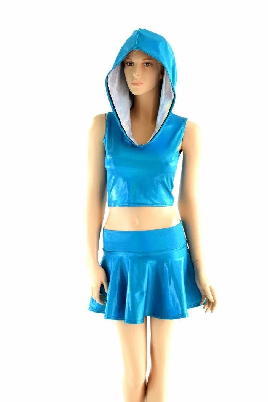 2PC Sleeveless Hoodie & Rave Skirt Set linen skirt relaxed
