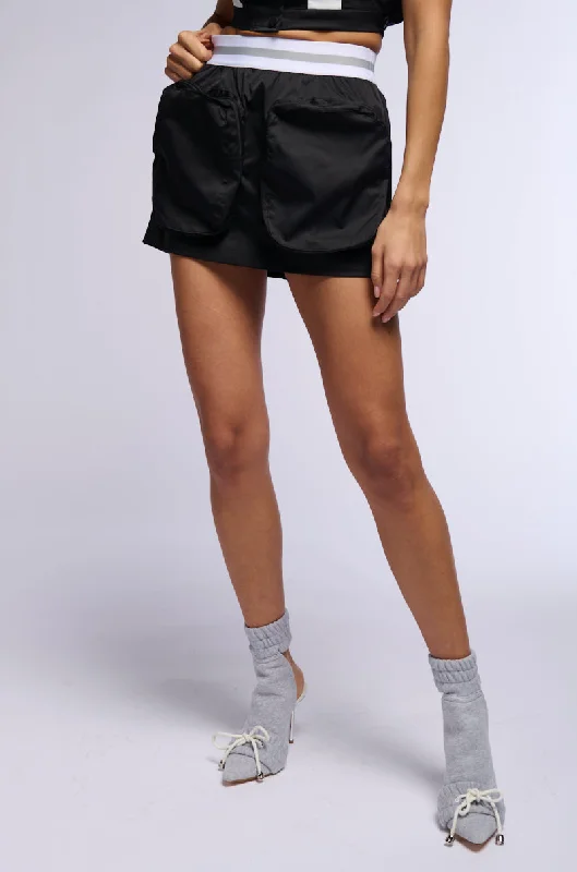 ALWAYS IN COMMAND SATIN EFFECT ELASTIC BAND MINI SKIRT linen skirt natural
