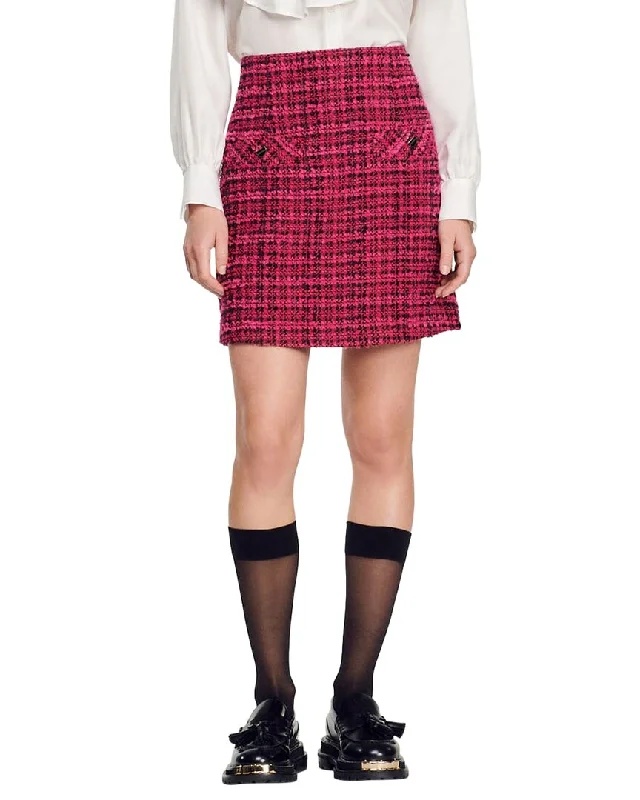Sandro Woven Skirt silk skirt lustrous