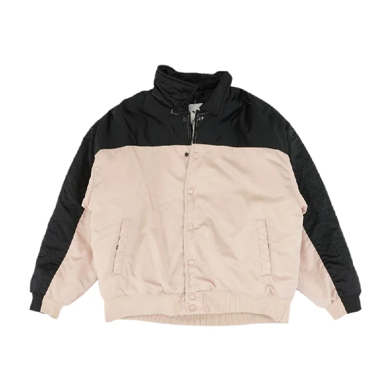 Black Color Block Puffer Jacket Insulated Jacket Fitted Jacket Loose Jacket