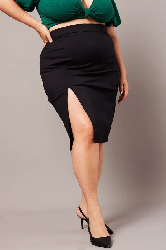 Black Split Pencil Skirt floral skirt print