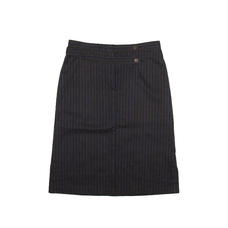 CARACTERE Knee Length Straight Skirt Blue Striped Womens UK 12 velvet skirt plush
