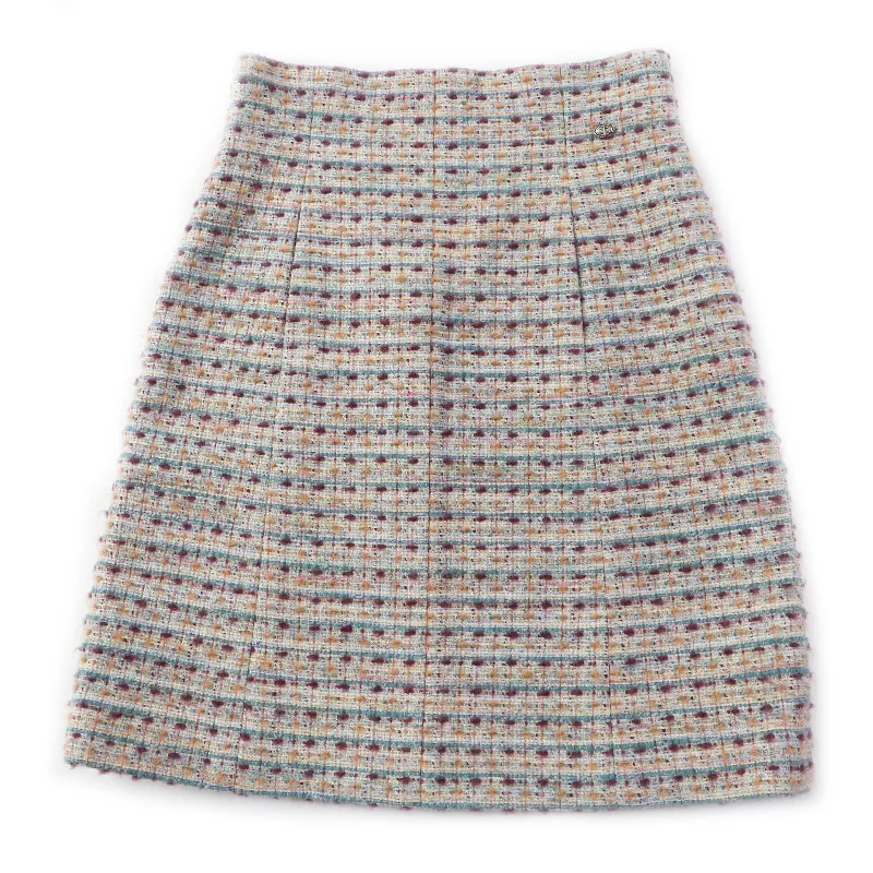 Chanel Wool Tweed Trapezoid Long Skirt relaxed fit skirt