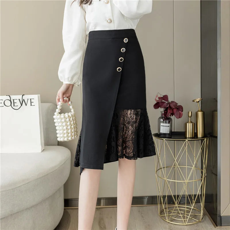 FashionSierra - 2024 New Irregular Lace Patchwork Package Hip Womens Elegant High Waist Midi Spring Summer Office Lady Skirt maxi skirt elegant FashionSierra - 2024 New Irregular Lace Patchwork Package Hip Womens Elegant High Waist Midi Spring Summer Office Lady Skirt maxi skirt elegant