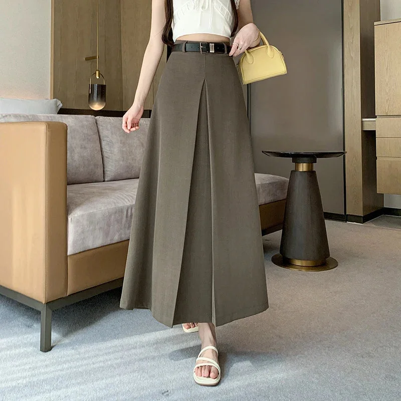 FashionSierra - 2024 Spring Summer New Women Long Fashion High Waist A-line Pleated Korean Ladies Casual Suit Skirt cotton skirt soft FashionSierra - 2024 Spring Summer New Women Long Fashion High Waist A-line Pleated Korean Ladies Casual Suit Skirt cotton skirt soft