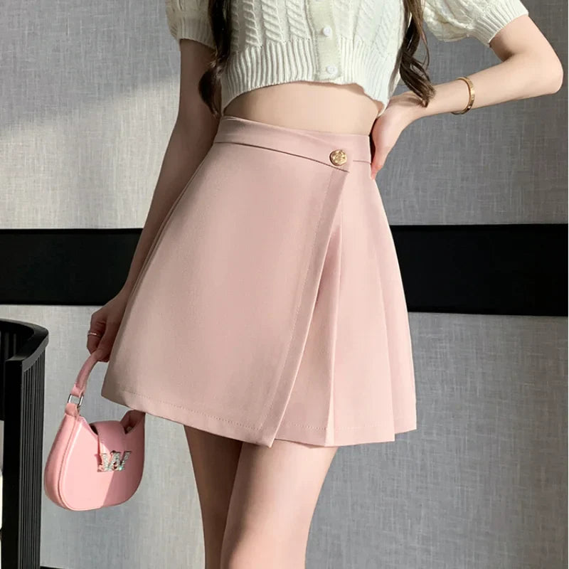 FashionSierra - Korean New High Waist A-line Mini Pleated Women Spring Summer Fashion Buttons Irregular Woman Casual Skirt slim fit skirt FashionSierra - Korean New High Waist A-line Mini Pleated Women Spring Summer Fashion Buttons Irregular Woman Casual Skirt slim fit skirt