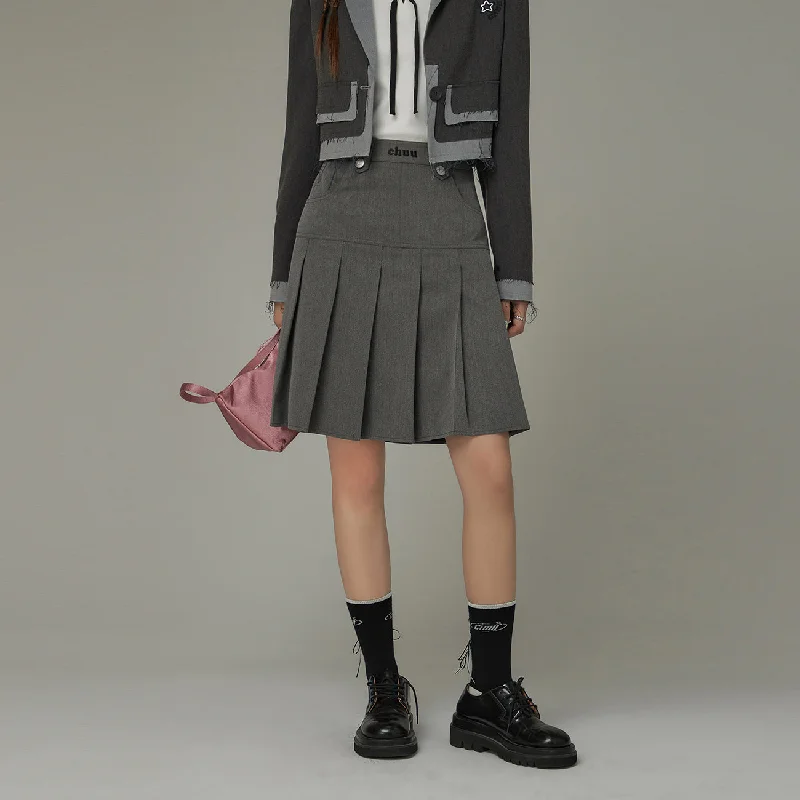 Logo Embroidered Pleated Skirt seamless skirt comfort