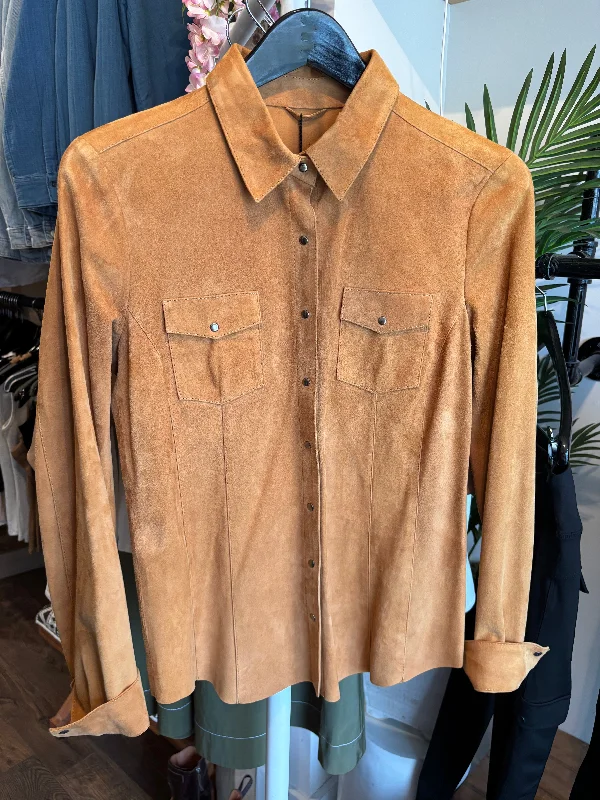Di Bello Leather Shirt Jacket Front Pockets Side Pockets Patch Pockets