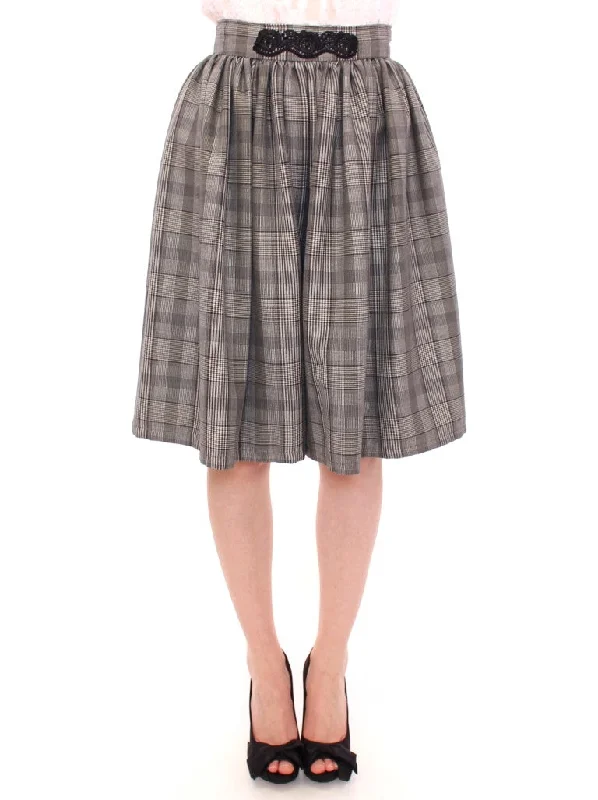 NOEMI ALEMÁN Elegant Gray Checkered Wool Shorts Skirt boho skirt vibe
