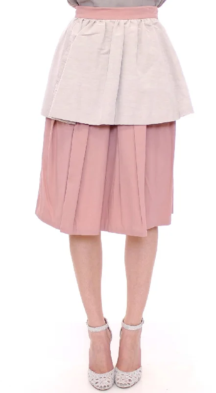 Comeforbreakfast Elegant Pleated Knee-length Skirt in Pink and Gray cashmere skirt plush Comeforbreakfast Elegant Pleated Knee-length Skirt in Pink and Gray cashmere skirt plush
