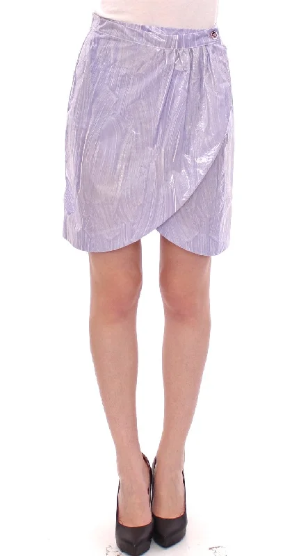 Licia Florio Elegant Purple Viscose Skirt - Wrap Closure denim skirt fashionable