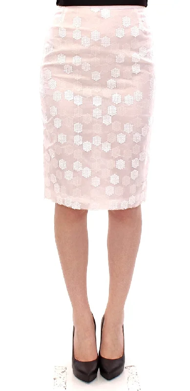 Koonhor Elegant Sequined Pencil Skirt - Pristine White denim skirt classic